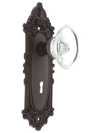 Victorian Plate with Oval Clear Crystal Knob in Oil Rubbed Bronze with .